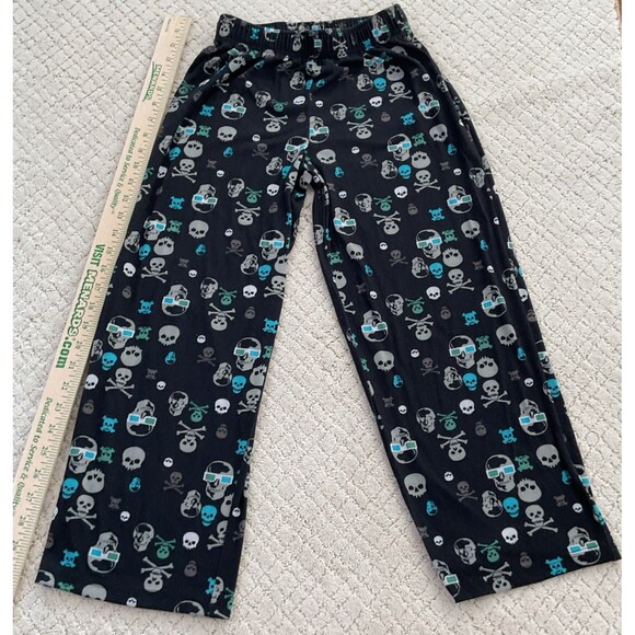 Medium (8/10) Cherokee Sleepwear Kids Youth Fleece Pants Skull Holiday Pattern - Picture 2 of 9